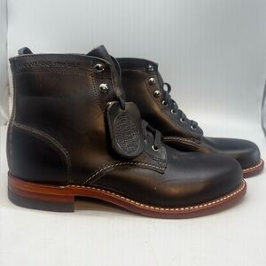 Wolverine 1000 Mile Plain Toe Classic Black Leather Boots Mens Sz 7.5 D W05300